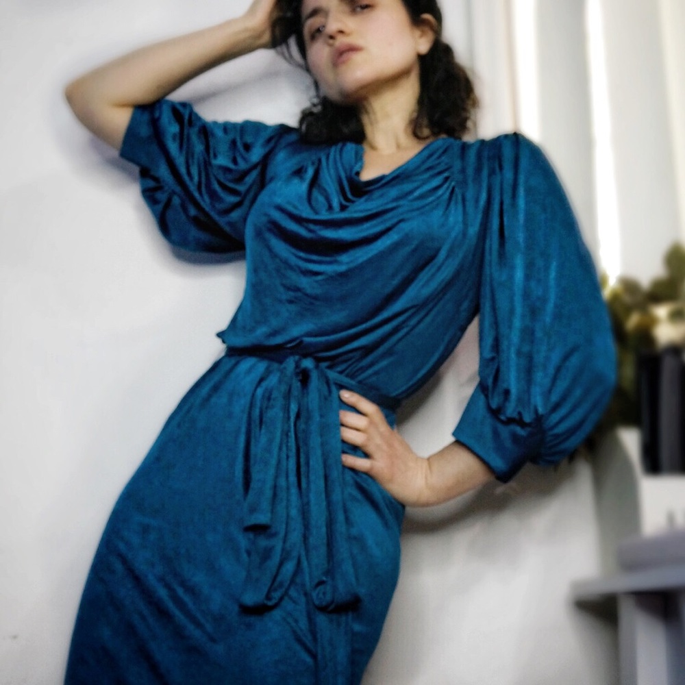 BCBG Maxazria Runway Goddess Teal Dress